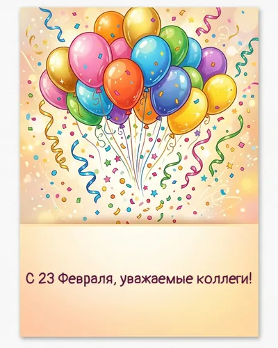 Поздравительная открытка: яркое конфетти, серпантин и фейерверк на праздничном фоне