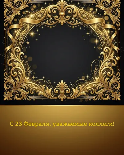 Поздравительная открытка: элегантные золотые узоры на глубоком тёмном фоне