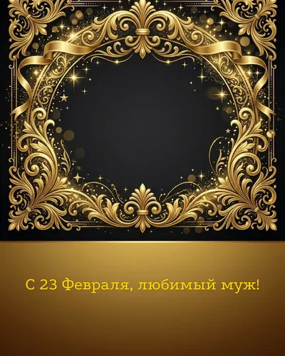 Поздравительная открытка: элегантные золотые узоры на глубоком тёмном фоне