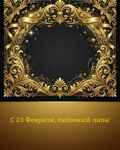 Поздравительная открытка: элегантные золотые узоры на глубоком тёмном фоне