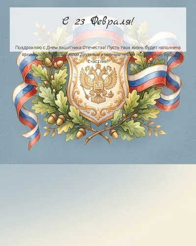 С 23 Февраля! — с триколором и щитом Картинка с 23 февраля — с триколором и щитом