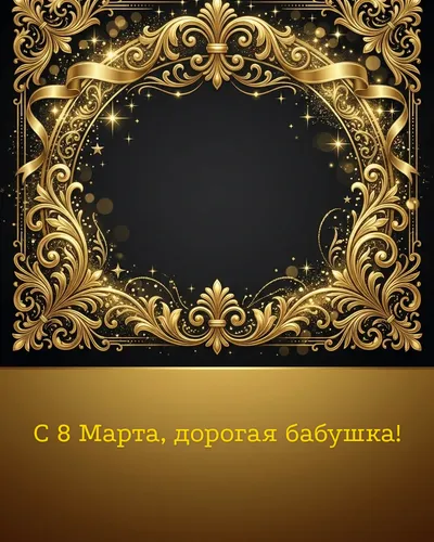 Поздравительная открытка: элегантные золотые узоры на глубоком тёмном фоне