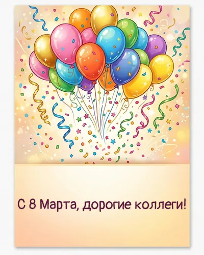 Поздравительная открытка: яркое конфетти, серпантин и фейерверк на праздничном фоне