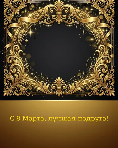 Поздравительная открытка: элегантные золотые узоры на глубоком тёмном фоне