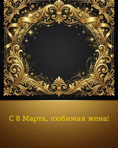 Поздравительная открытка: элегантные золотые узоры на глубоком тёмном фоне