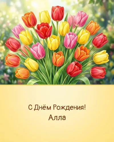 открытка с днём рождения Алла