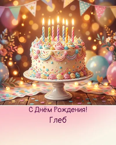 открытка с днём рождения Глеб