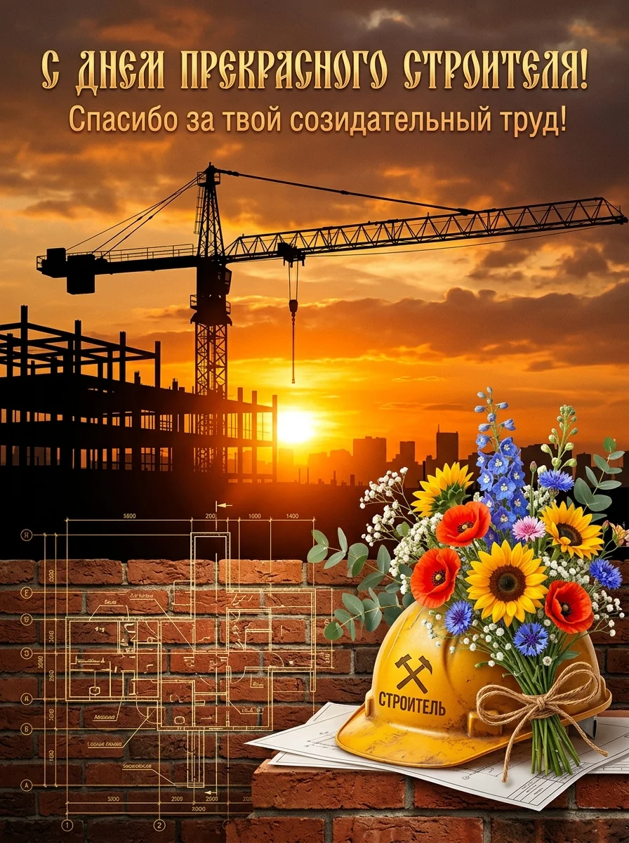 День строителя 2026: идеи открыток и поздравлений | Счастья-Здоровья.рф