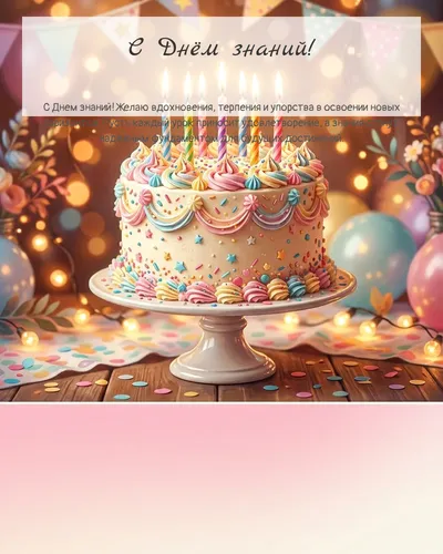 Картинка с днём знаний — с праздничным тортом