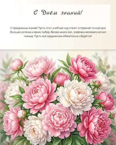 Картинка с днём знаний — с пионами