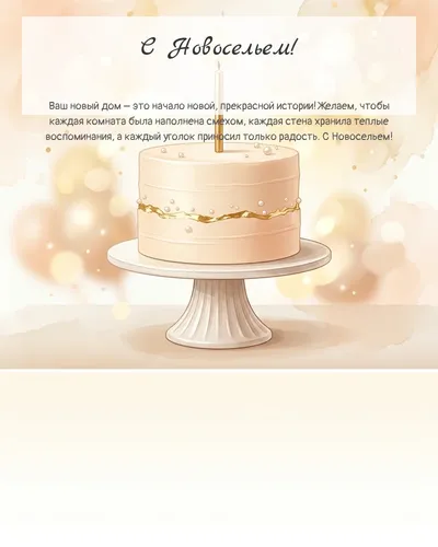 Картинка с новосельем — с минималистичным тортом