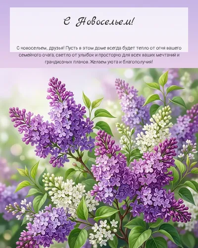 Картинка с новосельем — с сиренью