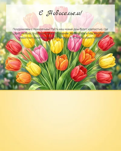 Картинка с новосельем — с тюльпанами