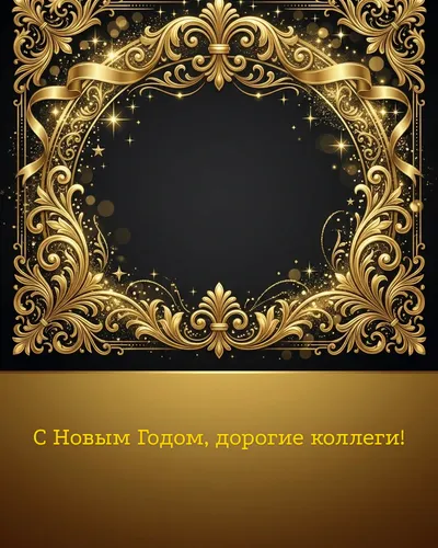 Поздравительная открытка: элегантные золотые узоры на глубоком тёмном фоне