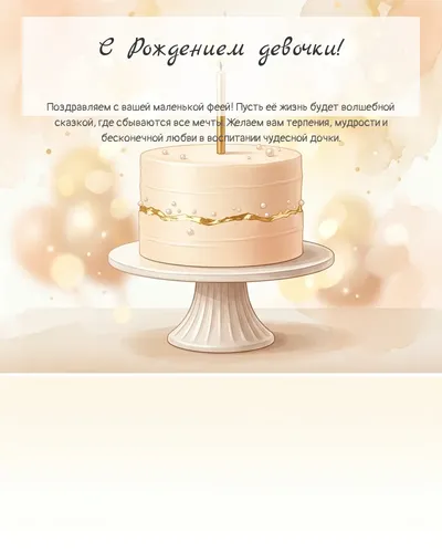 Картинка с рождением девочки — с минималистичным тортом