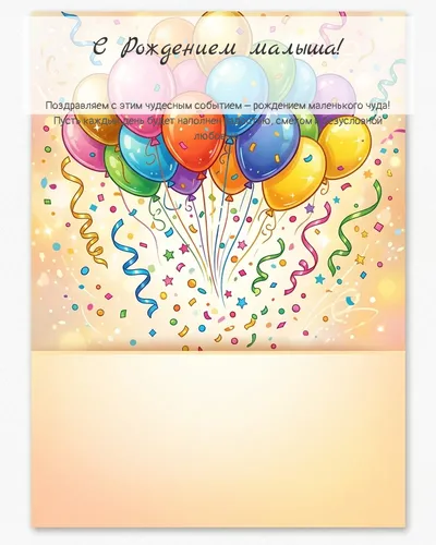 С Рождением ребёнка! — с шарами и конфетти Картинка с рождением ребёнка — с шарами и конфетти