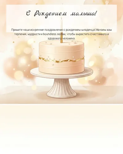 С Рождением ребёнка! — с минималистичным тортом Картинка с рождением ребёнка — с минималистичным тортом