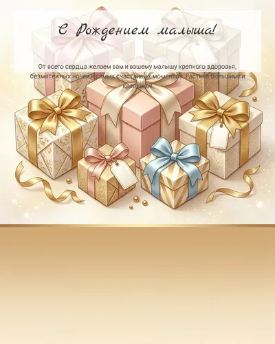 С Рождением ребёнка! — с подарками Картинка с рождением ребёнка — с подарками