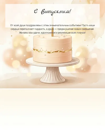 Картинка с выпускным — с минималистичным тортом