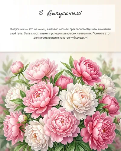Картинка с выпускным — с пионами