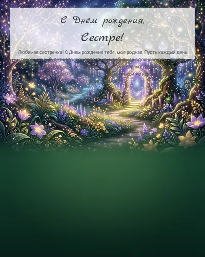 Открытка с днём рождения Сестре — сказочная