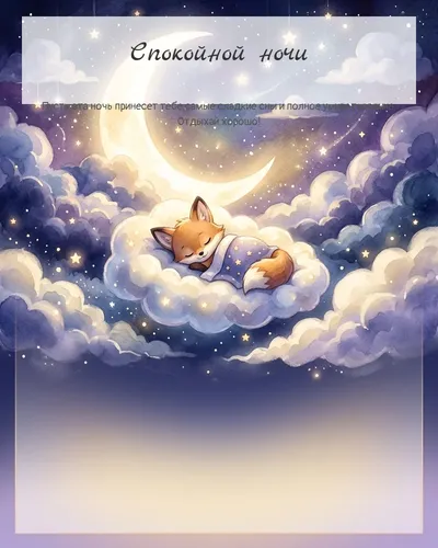 Картинка спокойной ночи — с облаками в лунном свете