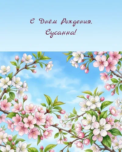 Открытка с днём рождения Сусанна — весенняя с природой