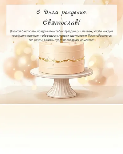 С Днём рождения, Святослав! — с минималистичным тортом Открытка с днём рождения Святослав — с минималистичным тортом