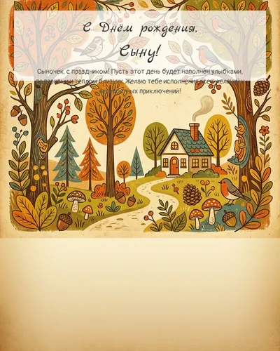 Открытка с днём рождения Сыну — в ретро-стиле