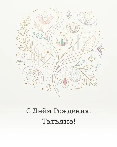 Открытка с днём рождения Татьяна — минималистичная с линиями