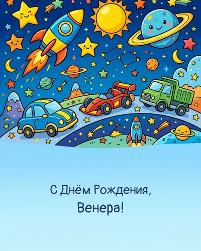 С Днём рождения, Венера! — детская для мальчика Открытка с днём рождения Венера — детская для мальчика
