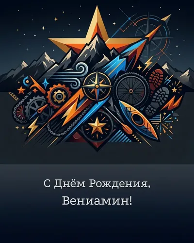 Открытка с днём рождения Вениамин — мужская с увлечениями