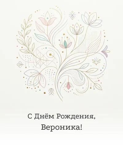 Открытка с днём рождения Вероника — минималистичная с линиями