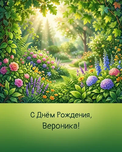 Открытка с днём рождения Вероника — летняя с природой