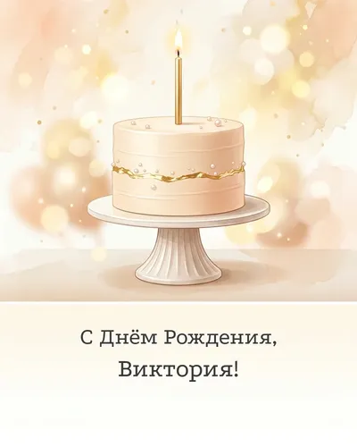 Открытка с днём рождения Виктория — с минималистичным тортом