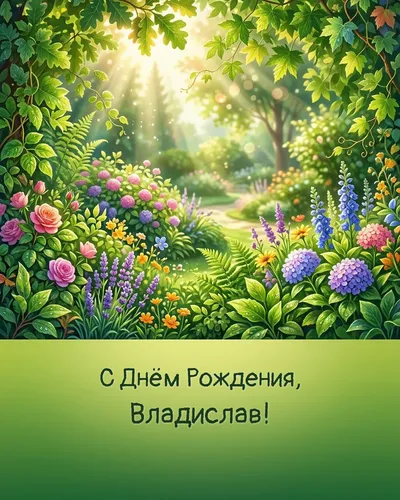 Открытка с днём рождения Владислав — летняя с природой