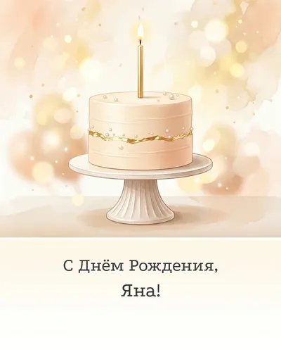 Открытка с днём рождения Яна — с минималистичным тортом