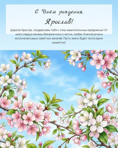 Открытка с днём рождения Ярослав — весенняя с природой