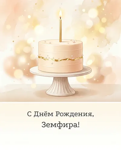 Открытка с днём рождения Земфира — с минималистичным тортом