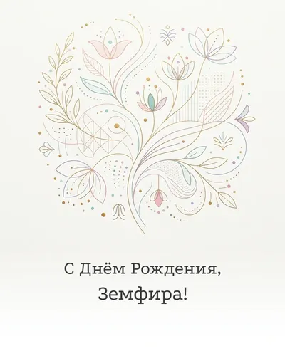 Открытка с днём рождения Земфира — минималистичная с линиями
