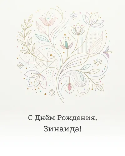 Открытка с днём рождения Зинаида — минималистичная с линиями