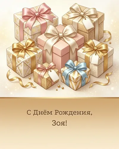 Открытка с днём рождения Зоя — с подарками