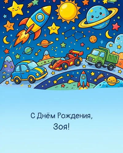 Открытка с днём рождения Зоя — детская для мальчика